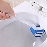 Губка Щітка з ручкою для ванної кімнати та туалету з абразивом біла, фото 2