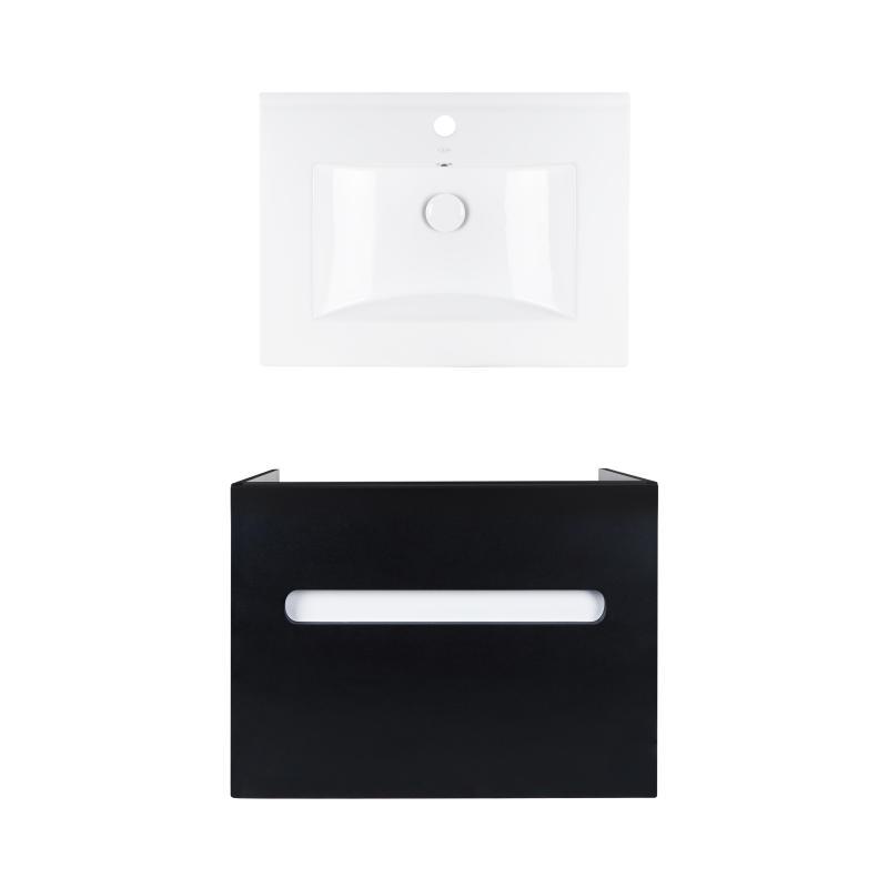 Комплект Qtap тумба підвісна Virgo 600х580х437 мм Black/White + раковина урізна Albatross QT71V44056, фото 1