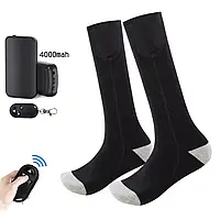 Шкарпетки з підігрівом Folem Warm з пультом + два акумулятори PowerBank 4000Mah, розмір 39-44 — Чорний