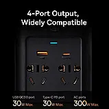 Автомобільний інвертор Baseus 300 W з 2 розетками на 220 V + USB + Type-C (чистий синус) — Чорний, фото 7