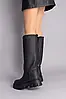 Жіночі зимові чоботи-труби ShoesBand Чорні натуральні шкіряні всередині напіввовна 38 (25-25,5 см) (S59291е), фото 5