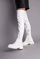 Жіночі зимові чоботи-панчохи ShoesBand Білі натуральні шкіряні всередині напіввовна 38 (24,5 см) (Ѕ99191е)