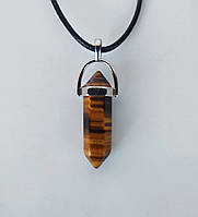 Кулон " Кристалл " на шнурке из натурального камня - тигровый глаз