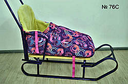 Зимовий конверт у санки з високою спинкою "Smaile" на овчині