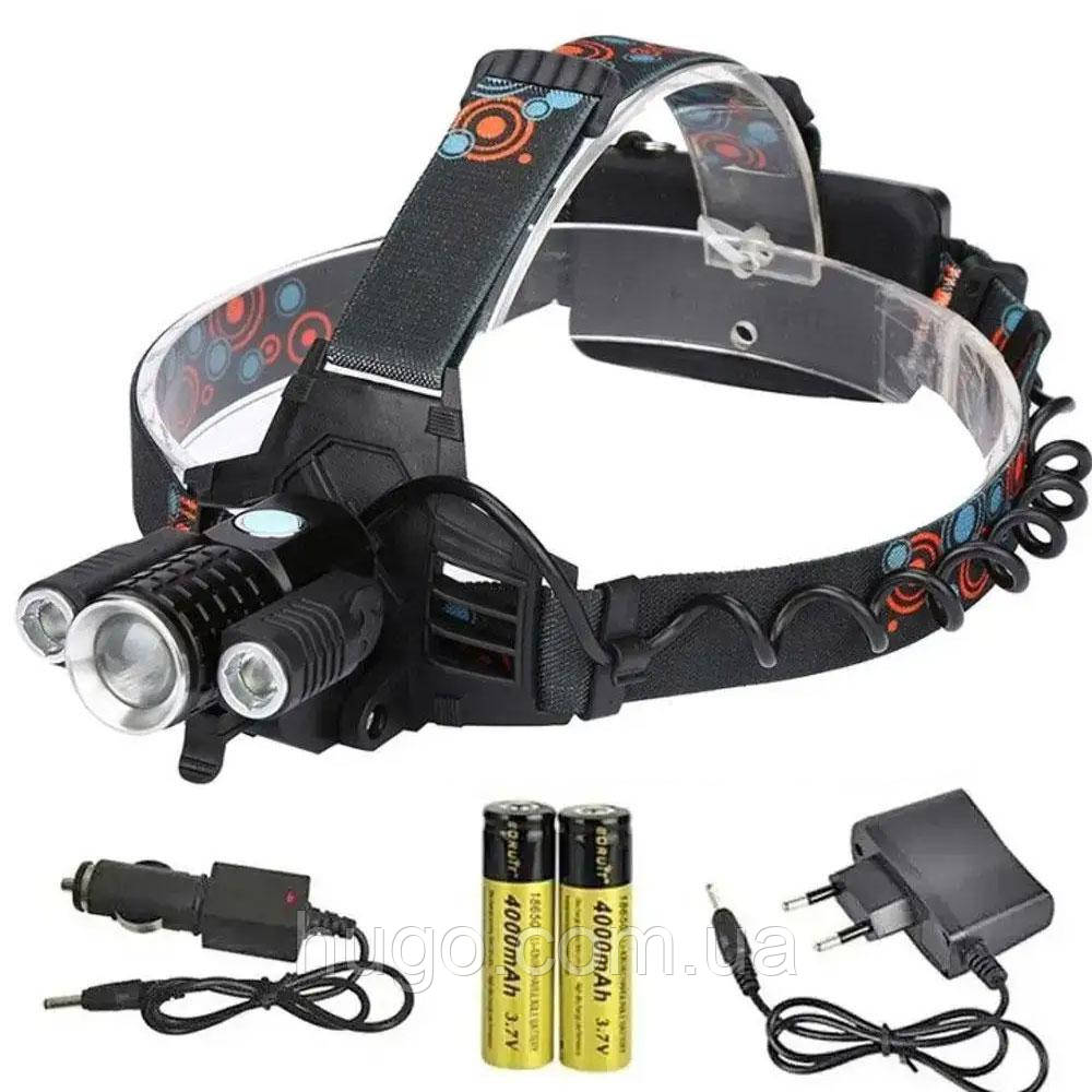 Фонарь налобный аккумуляторный, zoom, велокрепление, W602-T6+2XPE Bike ...