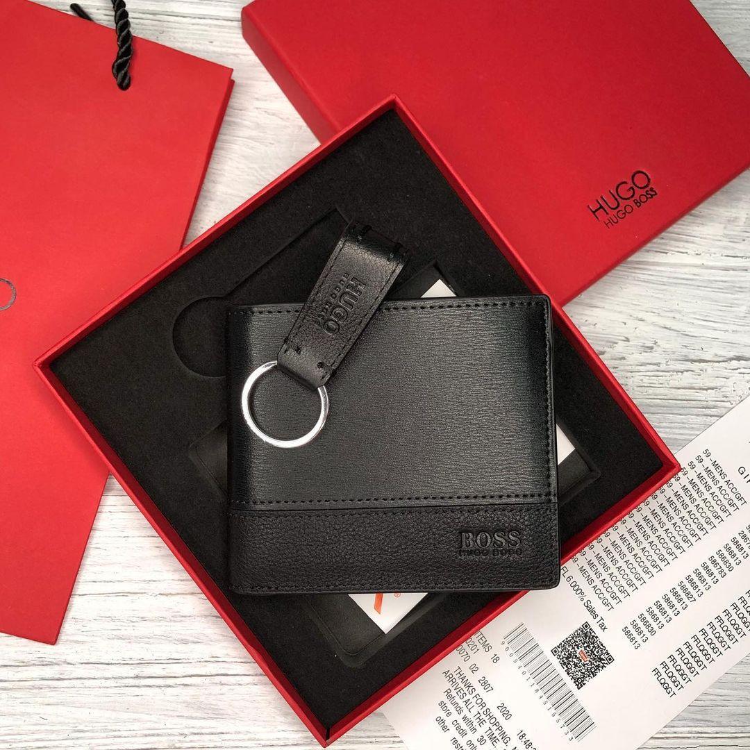 Чоловічий брендовий гаманець HUGO BOSS LUX + Брелок