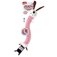 Іграшка для собак Заєць з хрусткою шиєю та пищалкою GiGwi Crunchy, текстиль, пластик, 28 см