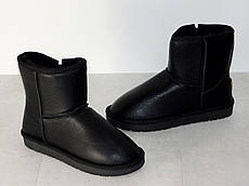 Уггі чоловічі натуральні шкіряні з блискавкою чорні 43р