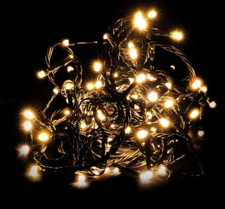 Світлодіодна гірлянда LED Star X-MAS Diamond 100 Led Warm White чорний провід, фото 1