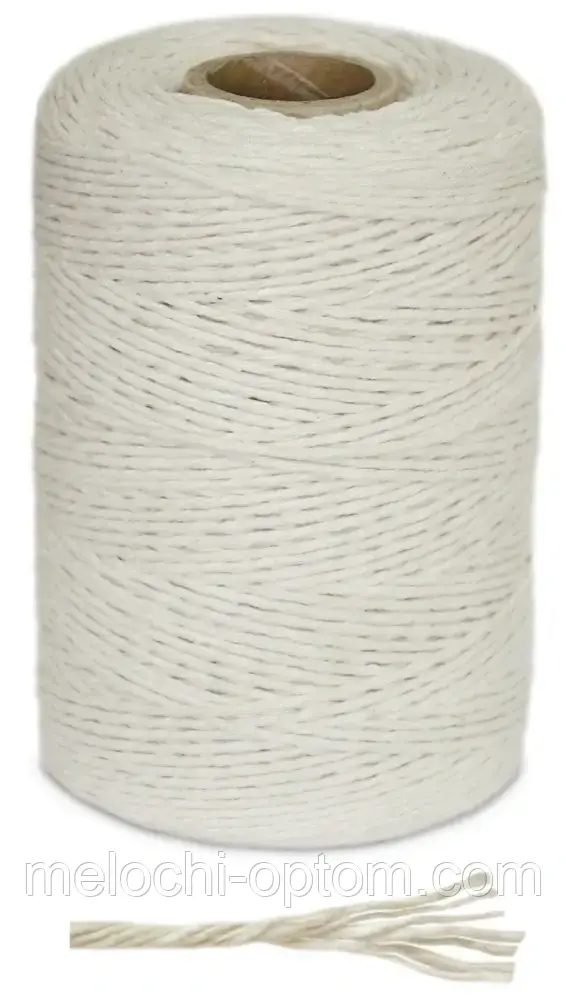 Шпагат бавовняний 400 г ковбасний, для макраме, декору та пакування