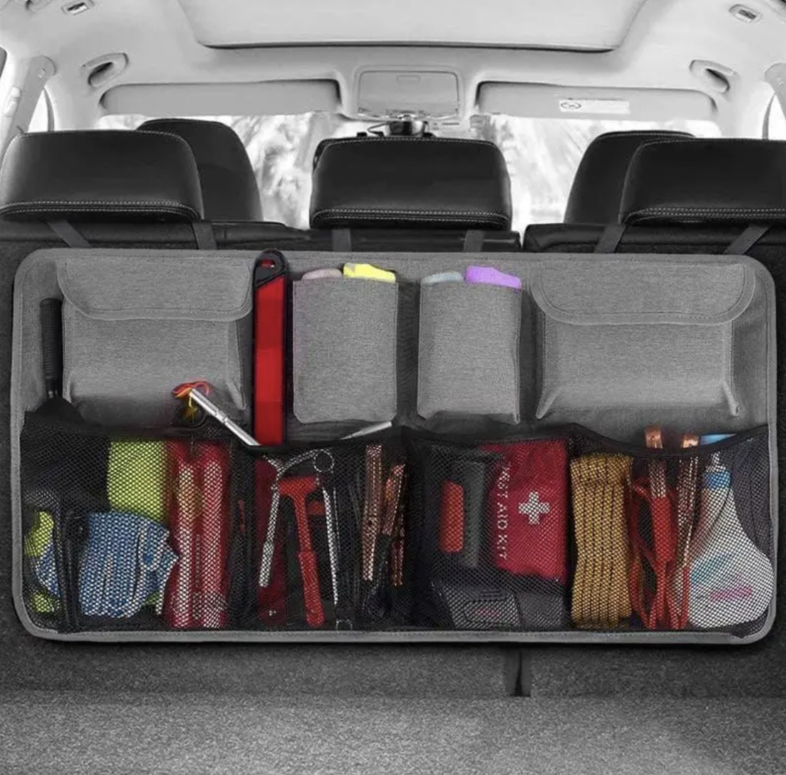 Органайзер підвісний на заднє сидіння та багажник / Накидка з кишенями для багажнику, фото 1