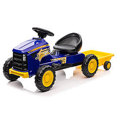 Дитячий педальний карт Залізний трактор з причепом M 4907-4 Веломобіль на пластикових колесах / синій