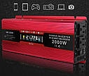 Перетворювач струму 2000W, інвертор KME 24V — 220 V 2000 W LCD-дисплей USB Red модифікований інвертор, фото 6
