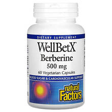 Берберін Natural Factors, WellBetX Berberine 500 mg 60 Caps