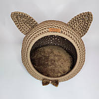 Домик для кота вязанный плетёный юрта норка кокон лежанка для животного