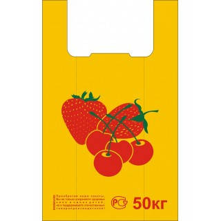 Пакет майка поліетиленовий для пакування №3 "Полуниця" 30х55 см 100 шт 60 мкм