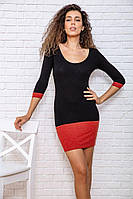 Міні-сукня з рукавом 3/4 чорно-теракотового кольору / Мини-платье с рукавом 3/4 черно-терракотового цвета