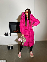 Жіноча зимова довга куртка пальто на пуху з матової тканини 120 см довжина, 10 кольорів, фото 2