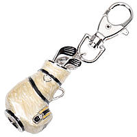 Брелок металевого сріблястого кольору покритий емаллю гранат з ігрова сумка з ключками розмір 12 см