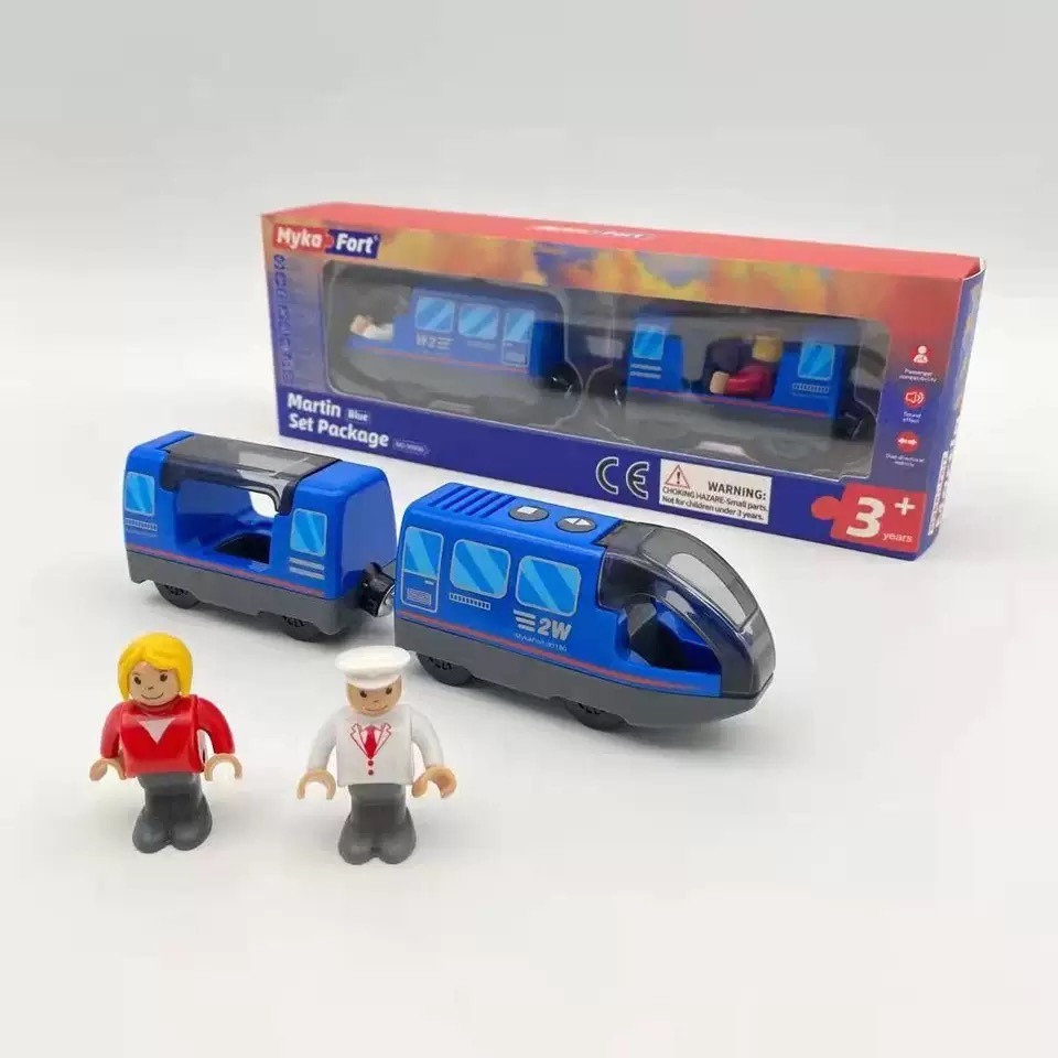 Електричний локомотив з вагонами Myka Fort, 3+ (Brio, Ikea) Синій, фото 1