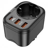 Сетевой фильтр Hoco NS3 Multifunctional socket (including 1C2A PD20W fast charge) (EU/GER) Black