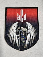 Шеврон Ангел-хранитель на фоне флага и герба Украины, шеврон зсу. Изготовление шевронов на заказ