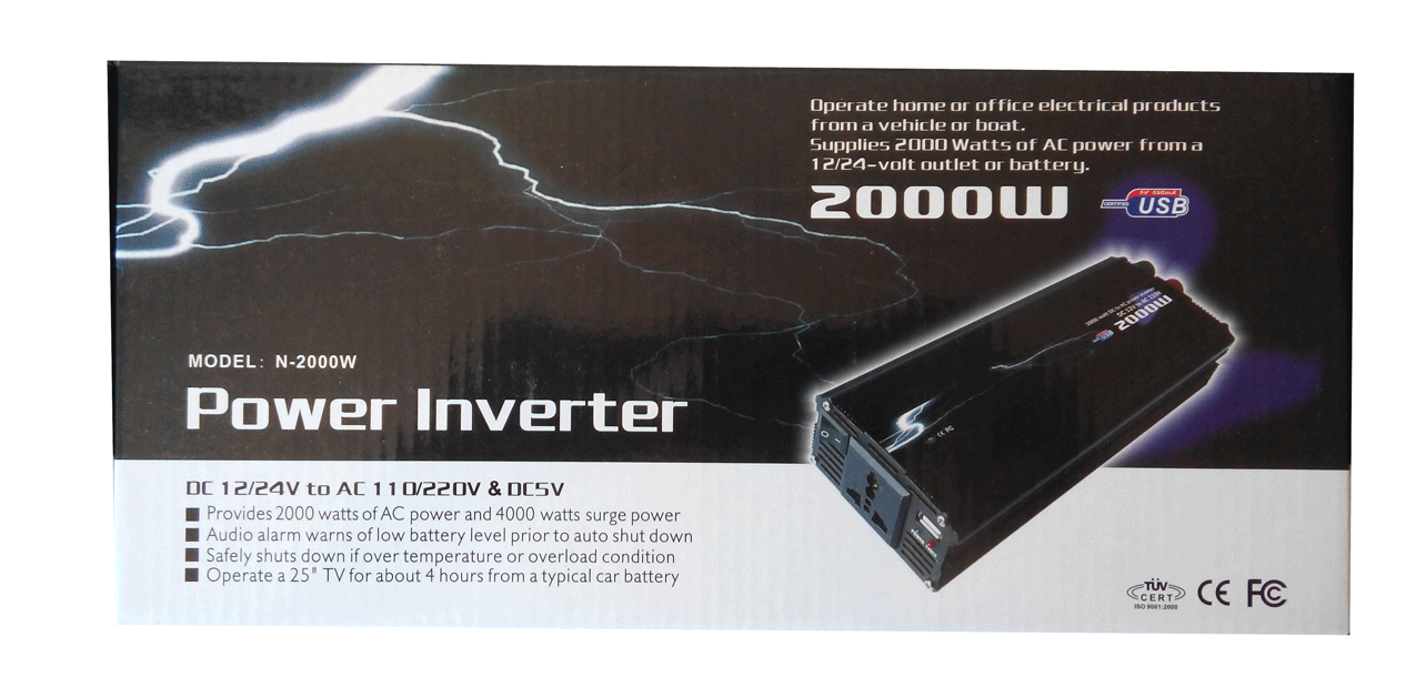 Інвертор напруги N-2000 2000 W (Чорний)