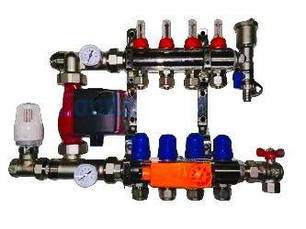 Преміум колектор для теплої підлоги у збиранні з насосом.