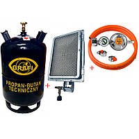 Балон газовий 27 л (11 кг) Польща + обігрівач (функція плита) + редуктор з манометром + шланг 1.5м.