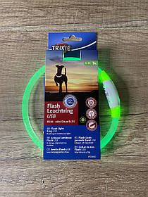 Нашийник,що світиться "Flash USB",S–M: 40см/8мм,зелений