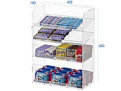 Вітрина ACRY на 4 полиці відкрита прикасова 400х550х100 мм Прозора