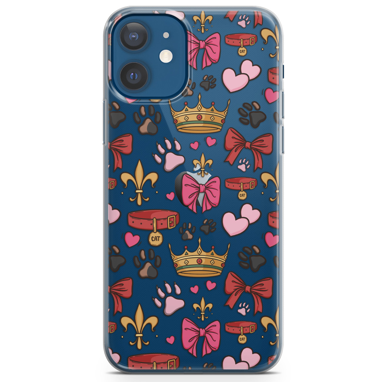 Чохол силіконовий для Apple IPhone 14 Pro, Pro Max, Plus (Королева кішок, корона, нашийник, лапки, бантик)