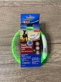 Нашийник,що світиться"Flash",USB,ТПУ/нейлон,XS-S: 35см/7мм,зелений