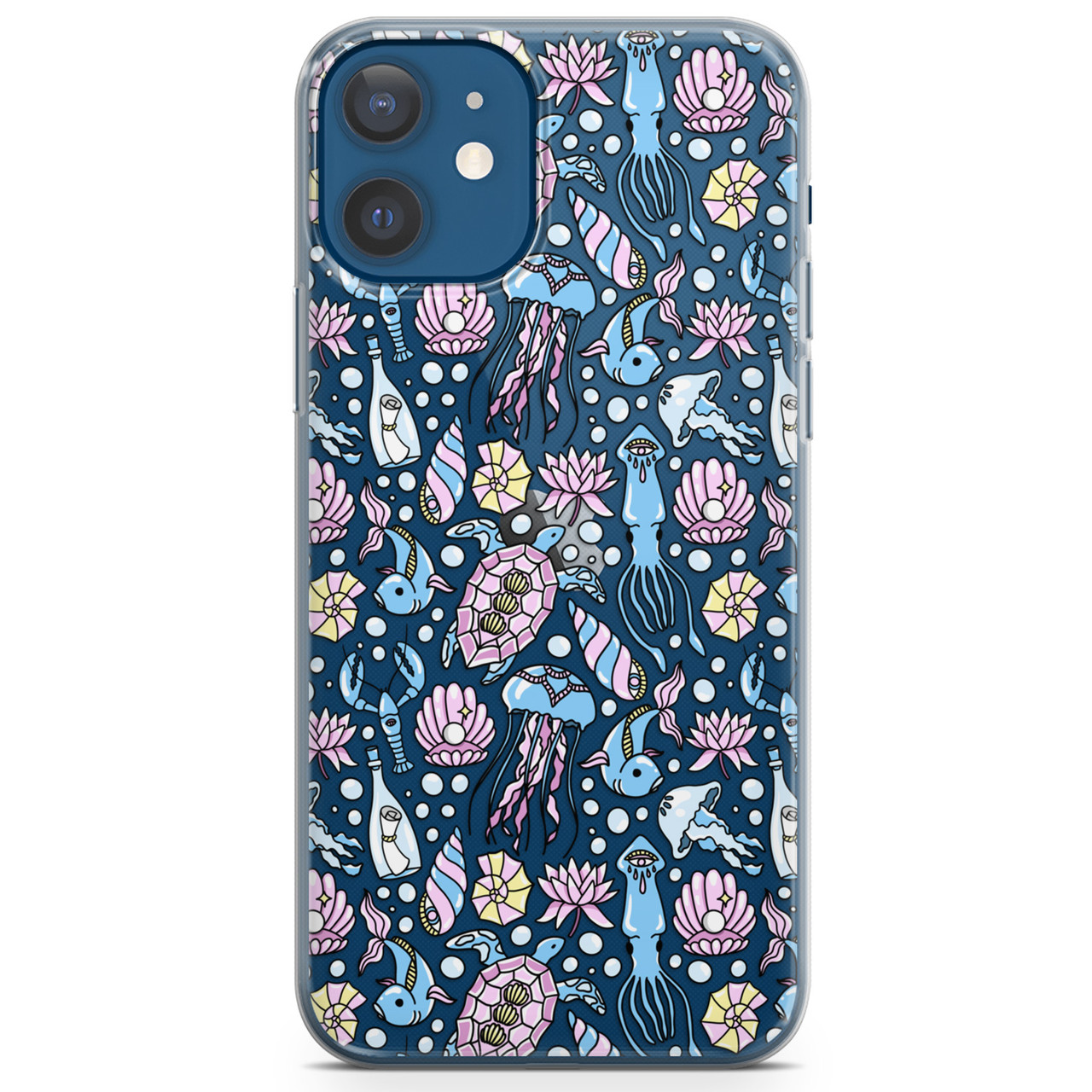 Чохол силіконовий для Apple IPhone 14 Pro, Pro Max, Plus (Мила морські тварини, медуза, рибки, рак, черепаха, черепашки)