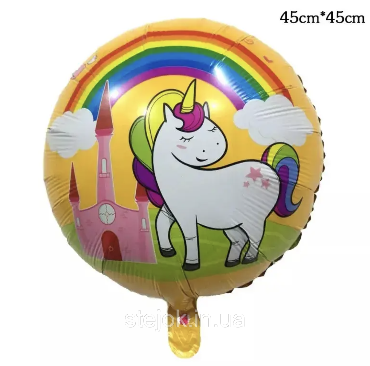 Фольгований Шар Круглий Єдиноріг золотий, 45 см, фото 1