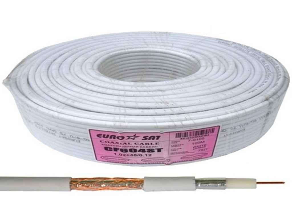 Кабель коаксіальний RG-6 CF604ST CCS 100м, 48 жил, білий 70786561 ТМ EUROSAT BP, фото 1