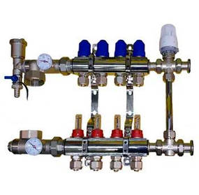 Колектор для теплої підлоги із триходовим клапаном.
