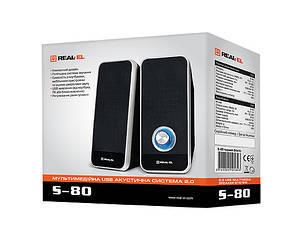 Акустична система 2.0 6W Real-El S-80 black (EL121100005) USB + 3,5 mm чорна