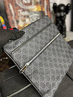 Мужская серая сумка через плечо мессенджер Gucci GG стильная сумка планшетка Гуччи