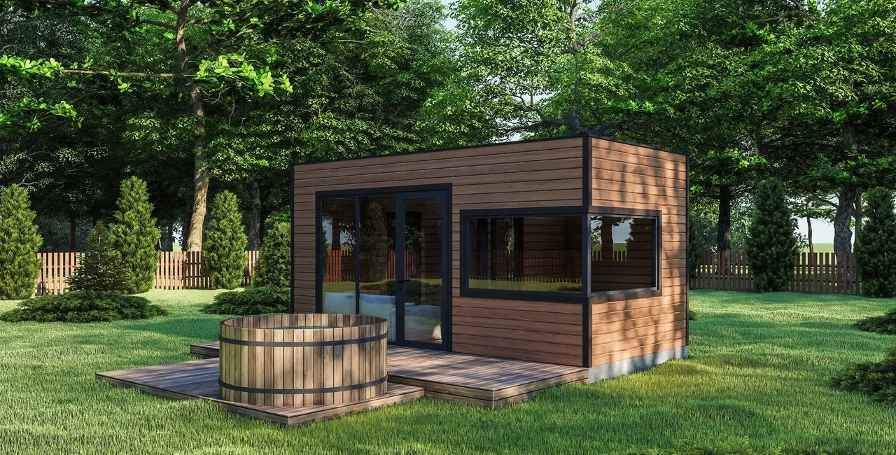 Fertige mobile modulare Sauna 6x3m GartenSauna-1 schlüsselfertig vom Hersteller