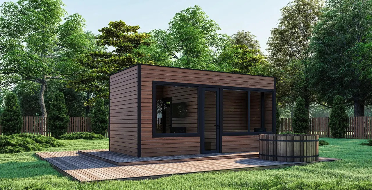 Мобильная модульная сауна 6х3м Gartensauna-7 под ключ от производителя Thermowood Production, фото 1