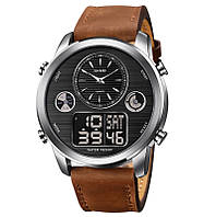 Уцінка!! Skmei 1653 коричневі зі сріблястим чоловічий спортивний годинник