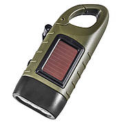 Портативний ліхтарик NZY Solar Charger з карабіном Сонячна/Динамо зарядка Зелений (38529G)