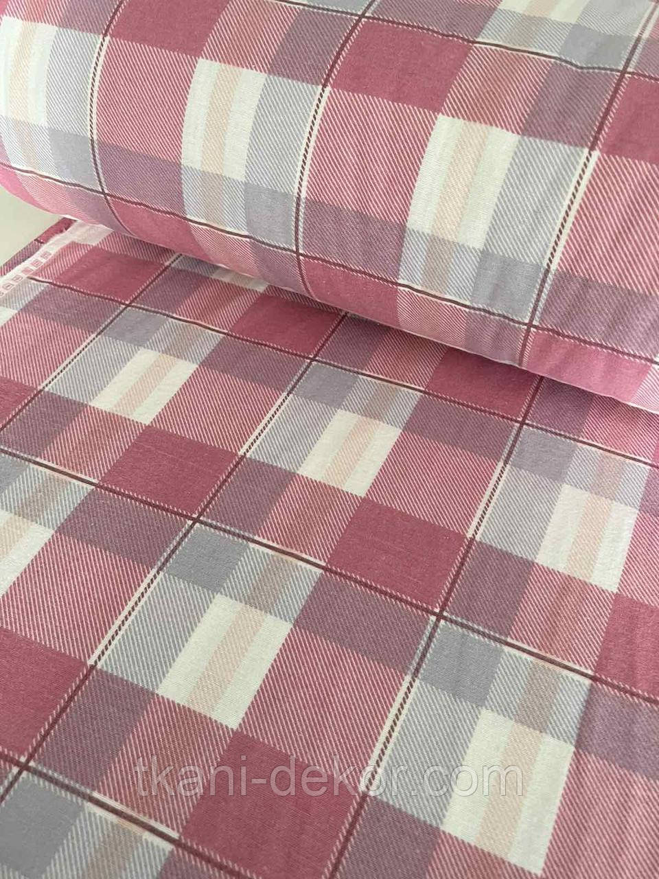 Фланель Клітинка рожева, фото 1