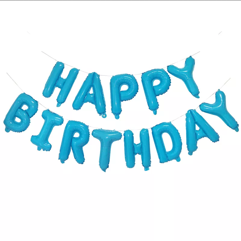 Фольговані букви "HAPPY BIRTHDAY", блакитні, 40 см.