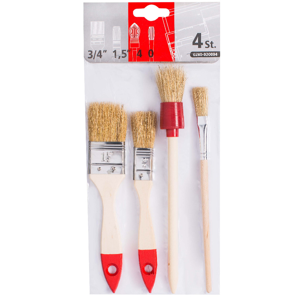 Набір пензлів Hardy 4 шт., натуральна щетина, фото 1