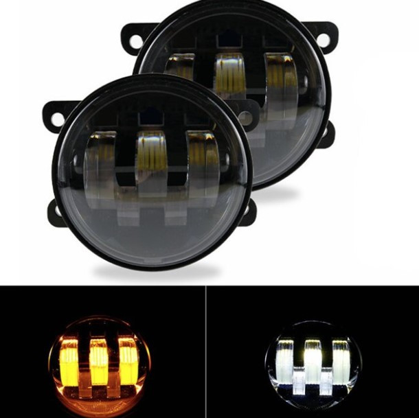 LED Протитуманні фари ДХО DRL 5 лінз, 56 Вт, двоколірні жовто-білі (перемикання одою кнопкою) (9-32В)