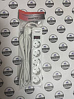 Подовжувач 5 гнізд, 3м, із заземленням, з вимикачем 16А MARSO