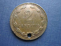 Монета 2 сентаво Аргентина 1941 нечастая с отверстием как есть