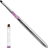 Пензель прямий для гелю та акрилу з металевою ручкою №6. Пензлик для моделювання